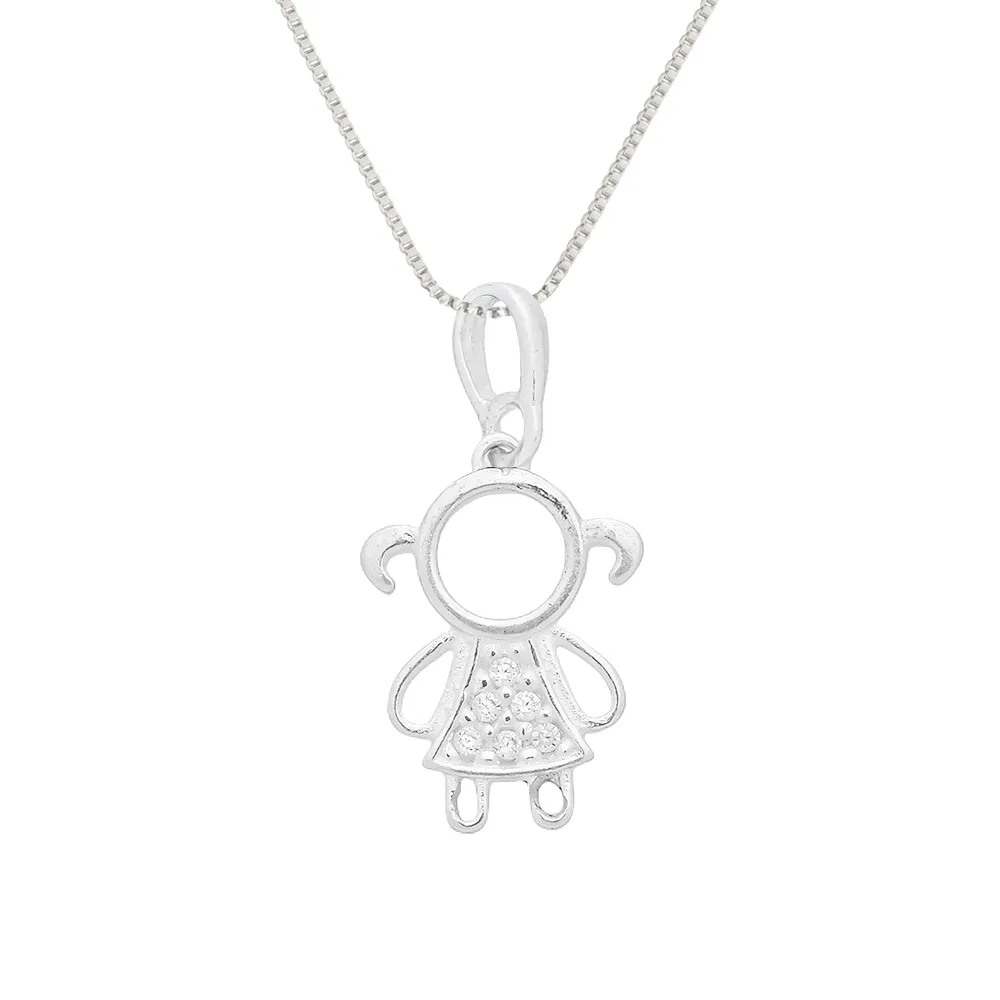 Colar Menina com Zircônia em Prata 925